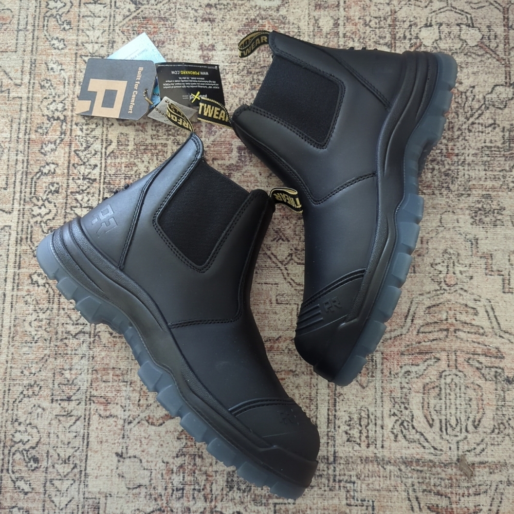 ROCKROOSTER Bakken Black 6 inch Pull on Leather Work Boots AK227